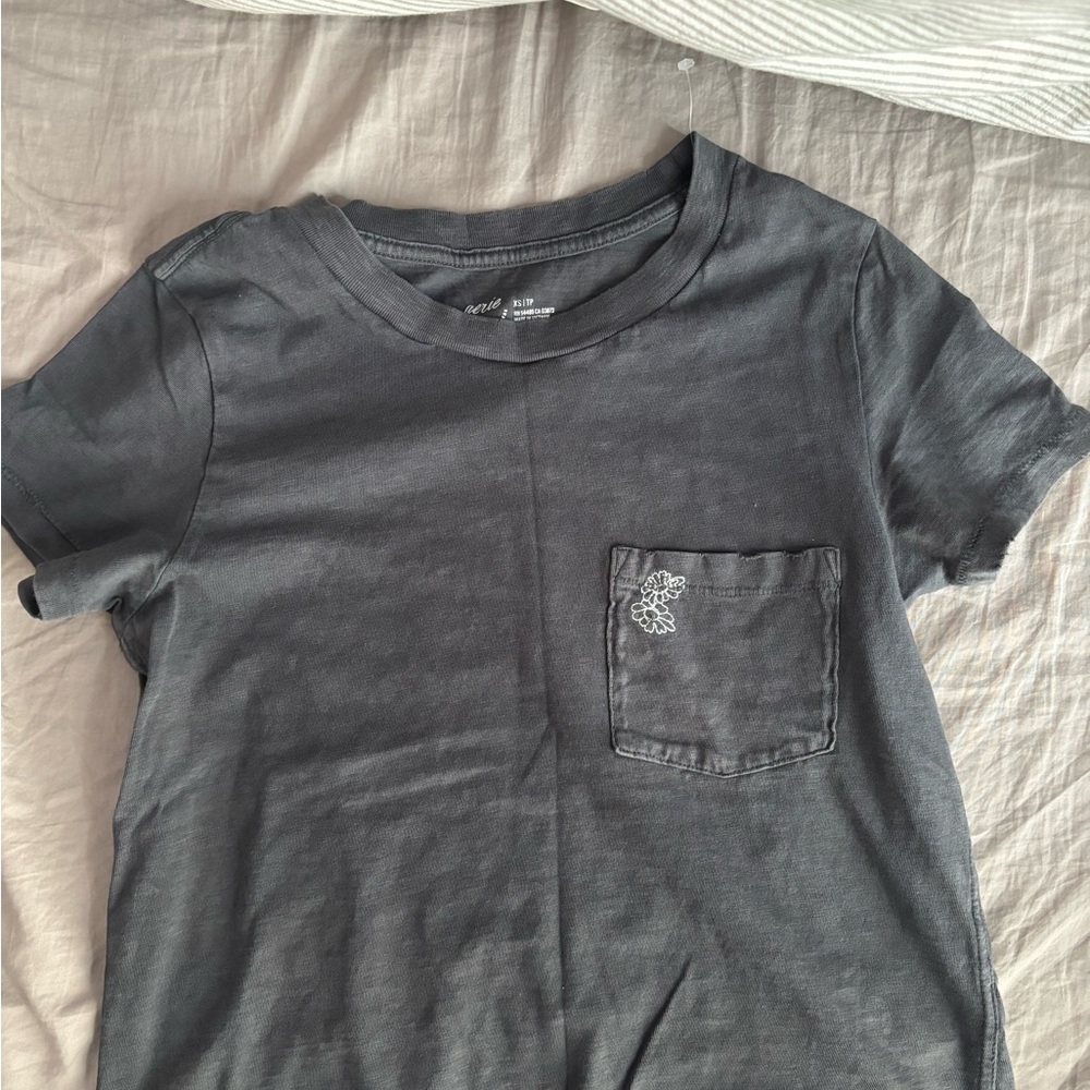 Gray Crop Oversized T-Shirt with Pocket